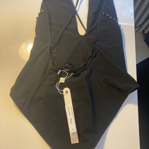 NWT JONATHAN SIMKHAI Plunging Neckline One Piece Swim in Black. Small - Picture 2 of 7